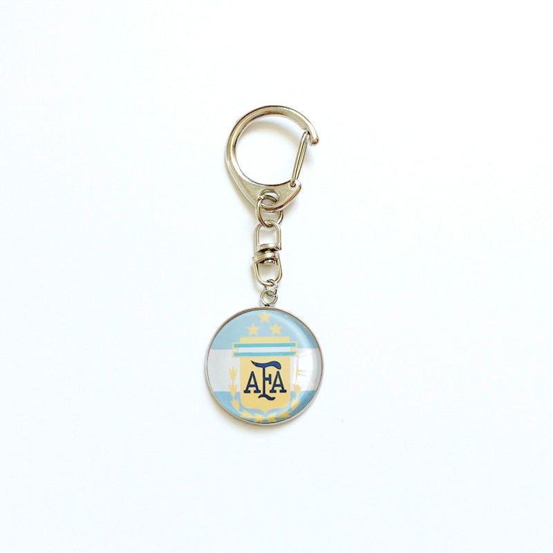 Sporty Round Stainless Steel Keychain National Football Team Souvenir Gift