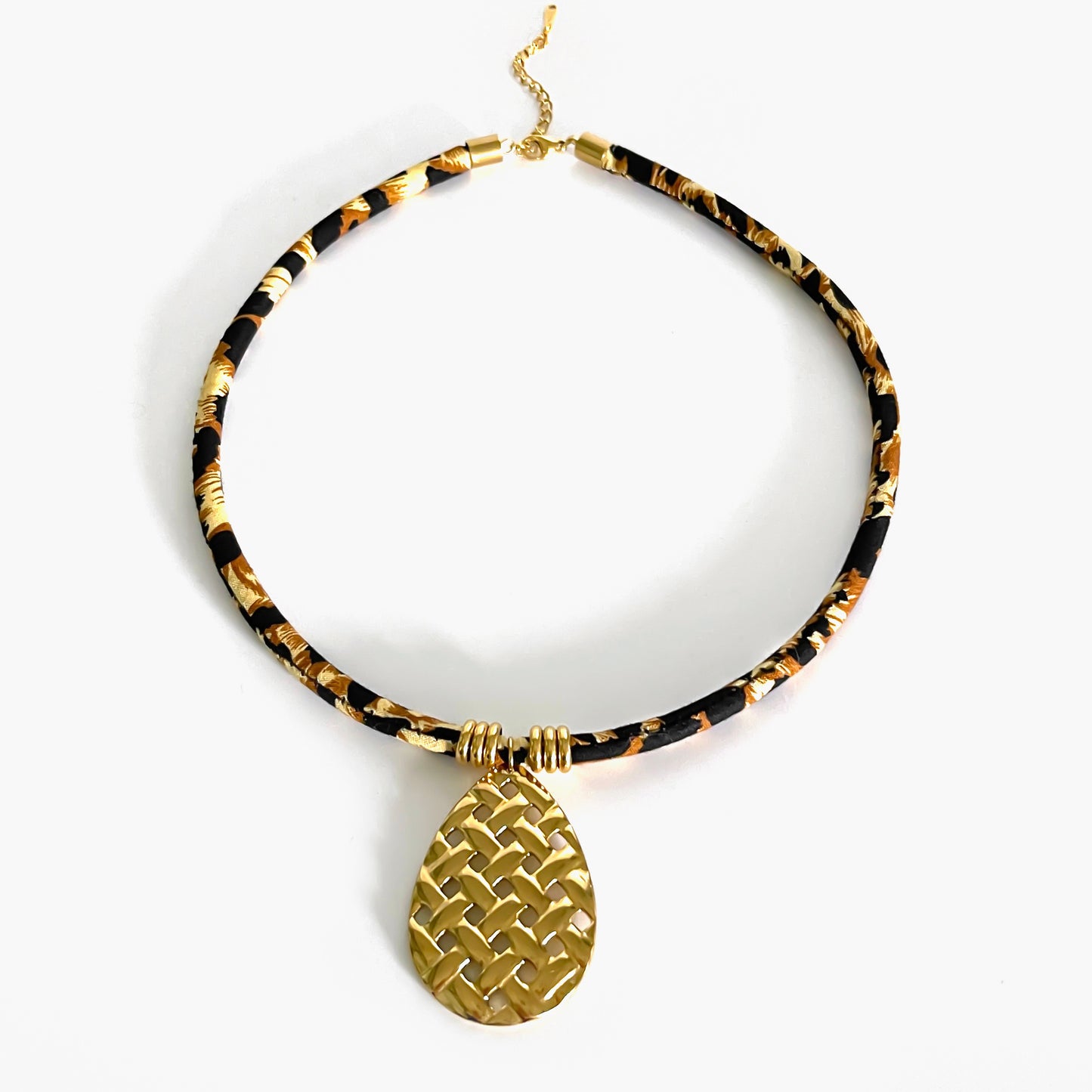 Collar de cuerda con estampado de leopardo geométrico para mujer con colgante de estrella, joyería chapada en aleación, accesorio de moda minimalista