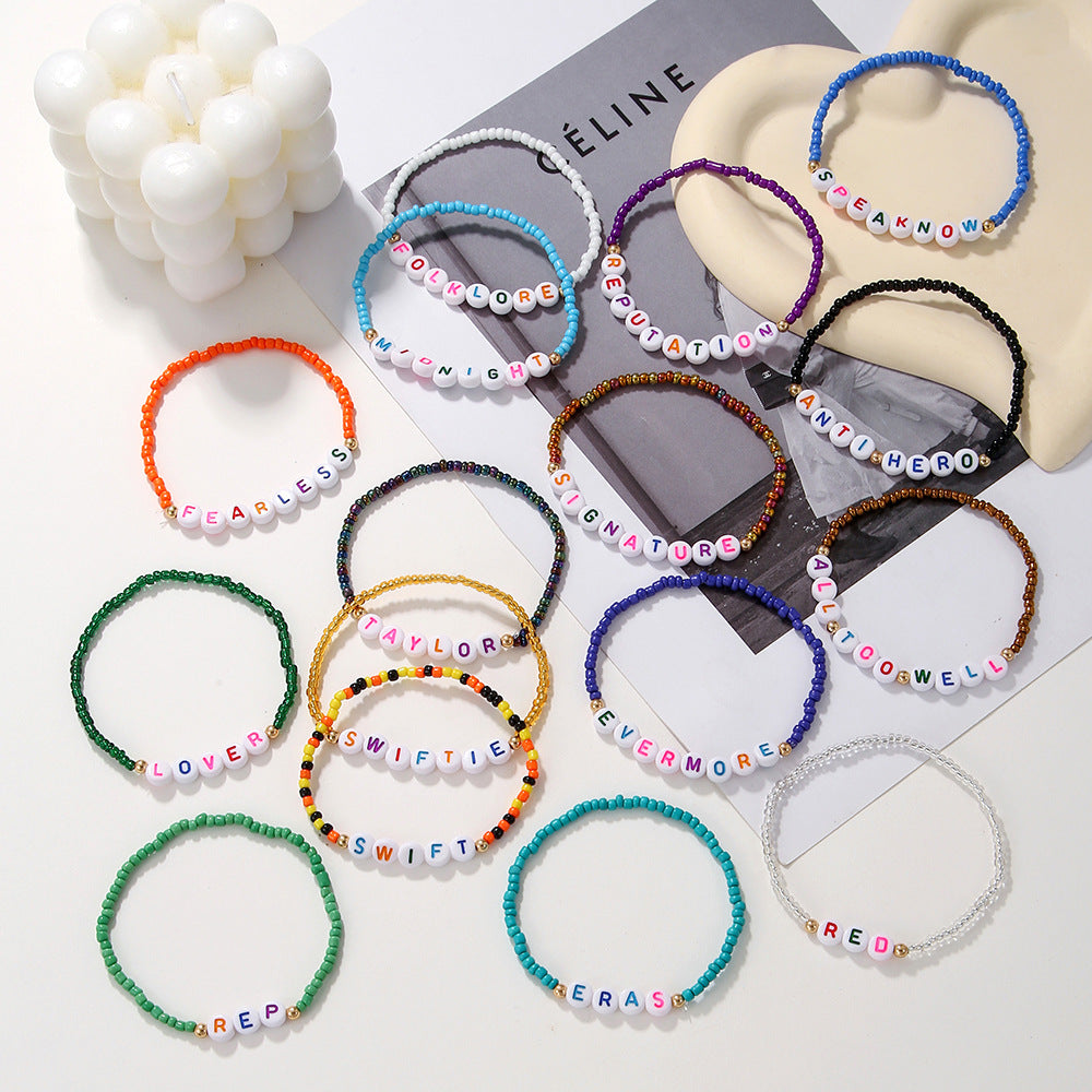 Bohemian Geometric Round Acrylic Beaded Bracelet Set