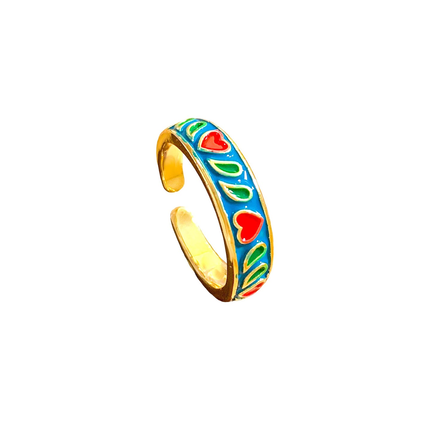 Anello aperto a cuore placcato oro dolce per le donne