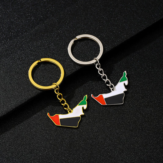 Ethnic Style Heart-Shaped Enamel Pendant Keychain in Titanium Steel for Men and Women