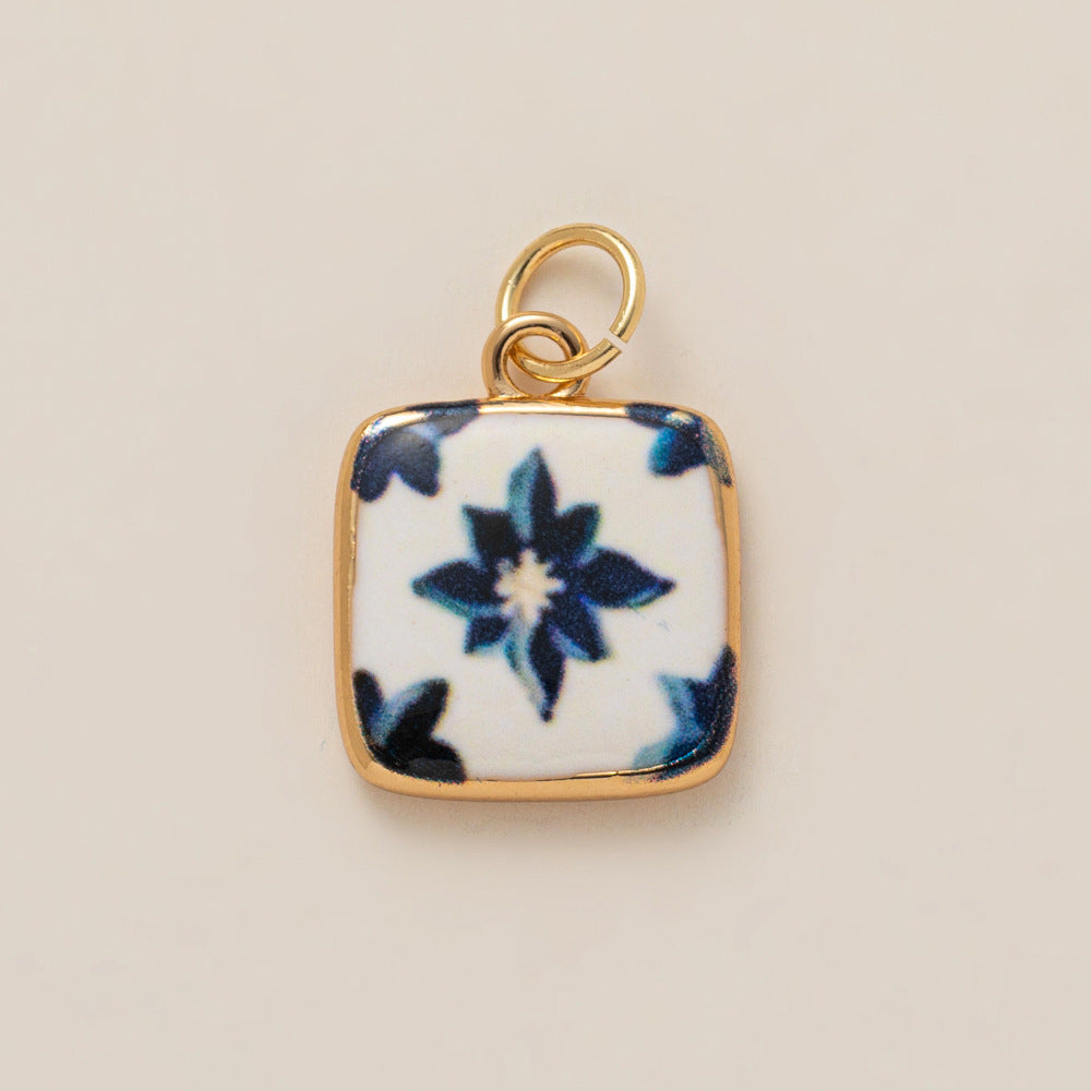 Elegant Business Plated Brass Heart Floral Geometric Charm Bar for Cable Chain Necklace