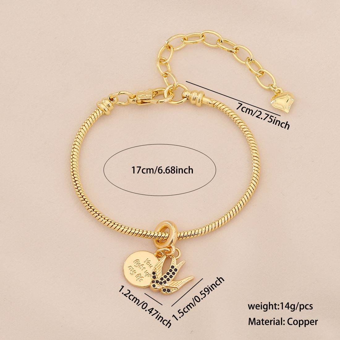 Plated Brass Universe Charm Bar Bracelet Unisex DIY Jewelry