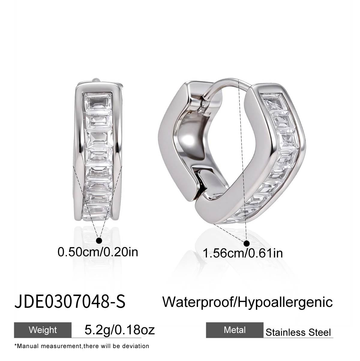 Eleganti Orecchini a Lobo da Donna a C in Acciaio Inossidabile con Strass a Fantasia Geometrica