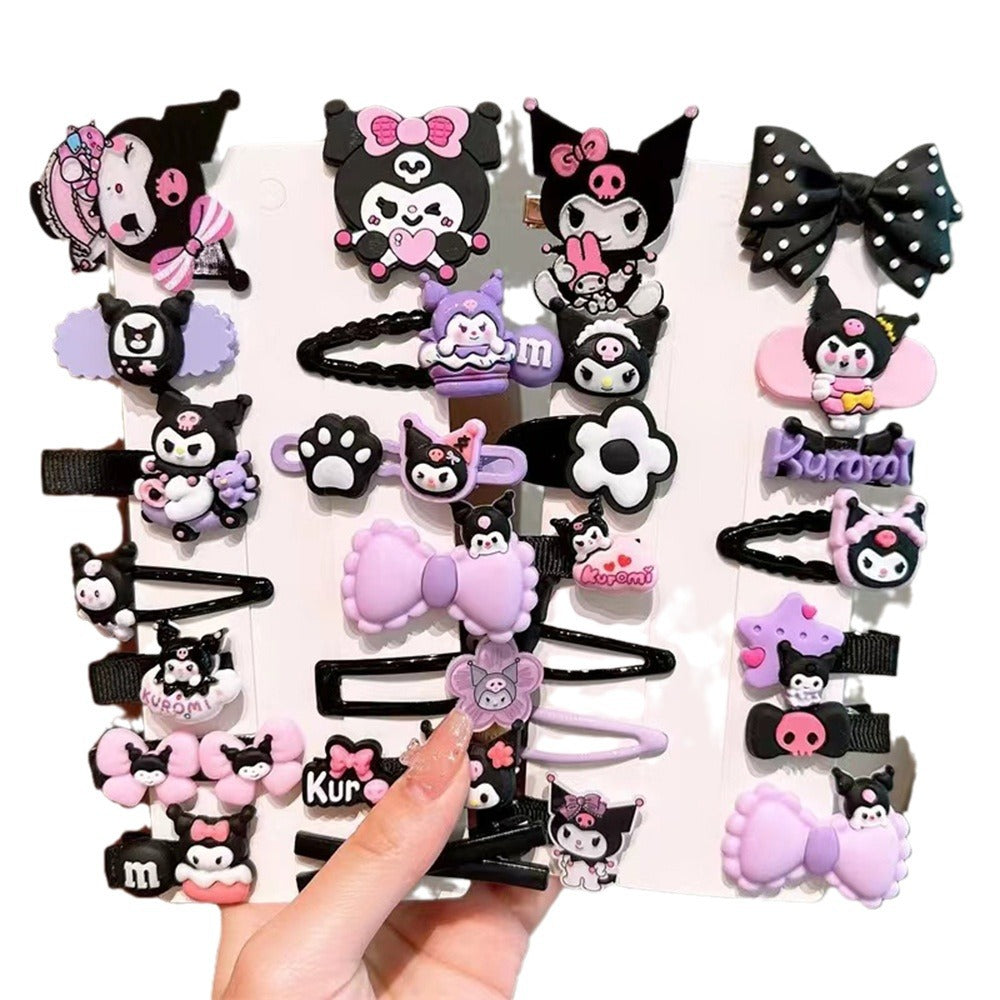 Juego de pinzas para el pelo de personajes de dibujos animados para niñas con material de resina, diseño Kawaii Sanrio Cinnamoroll, pinzas laterales hechas a mano para el verano