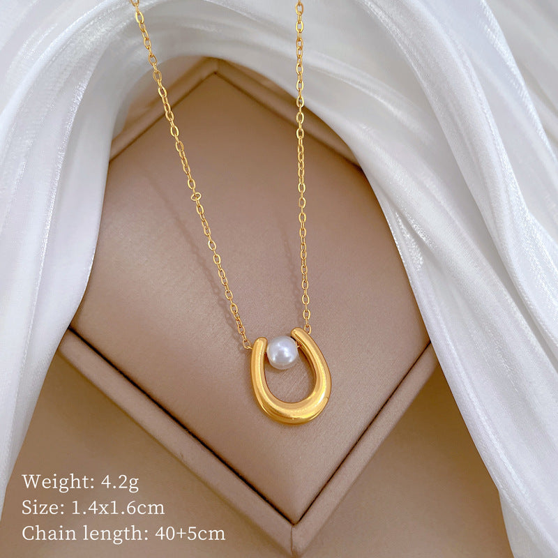Collana con pendente geometrico minimalista in titanio e acciaio placcato unisex