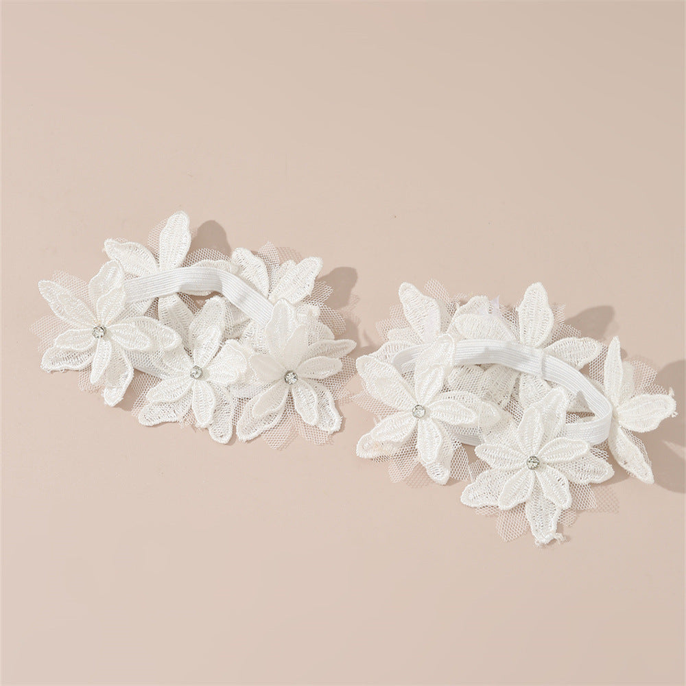 Set di elastici per capelli in tessuto a forma di fiore minimalisti per bambini, paio di elastici morbidi per bambine e bambini