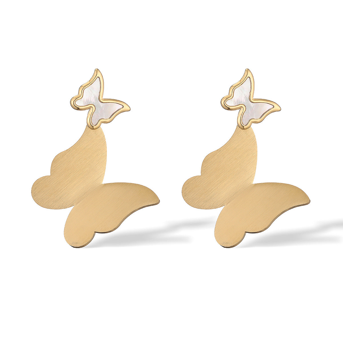 Orecchini minimalisti in acciaio inossidabile a forma di farfalla per donna con placcatura in oro 18 carati