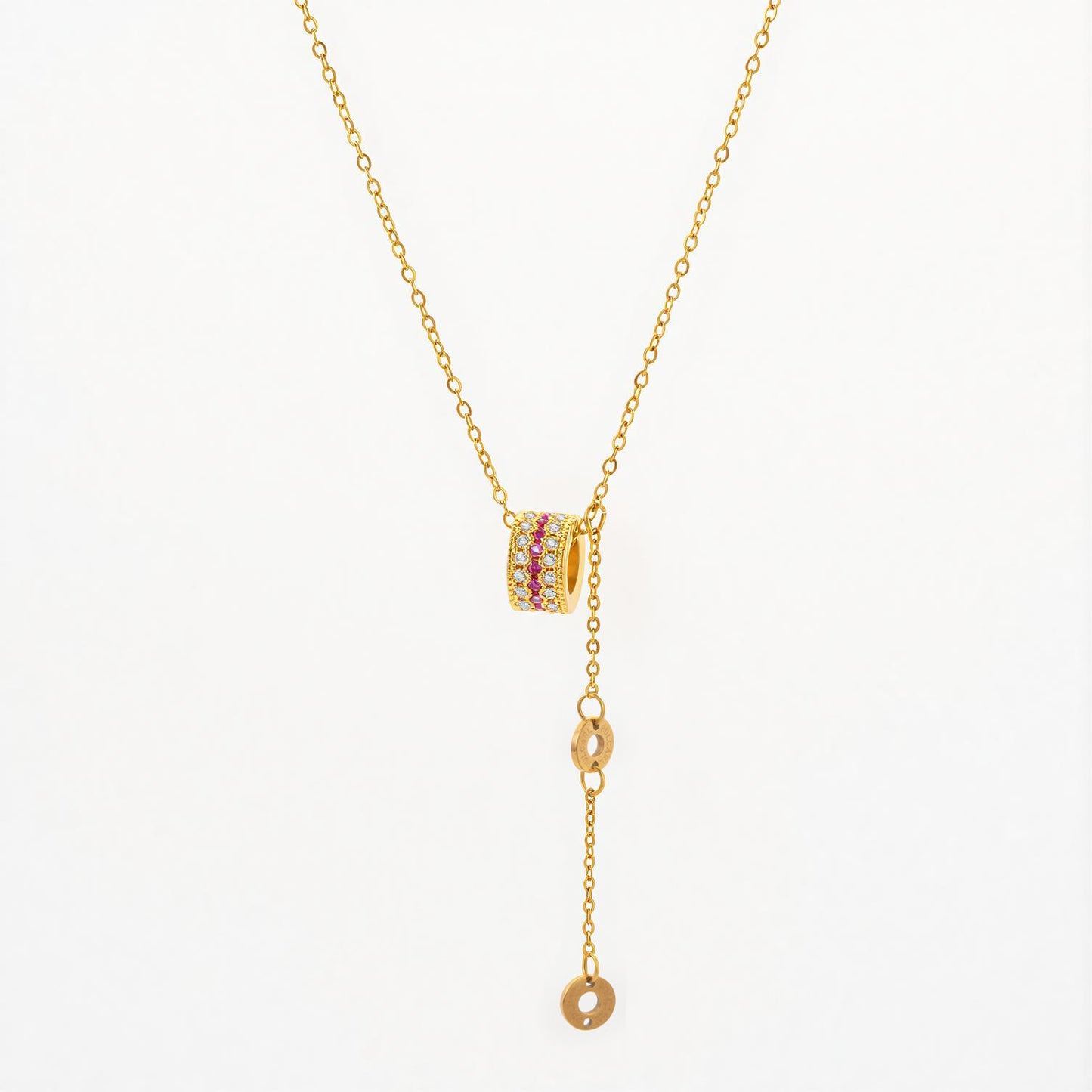 Light Luxury Minimalist Geometric Letter Circular 18K Gold Plated Titanium Steel Necklace for Women