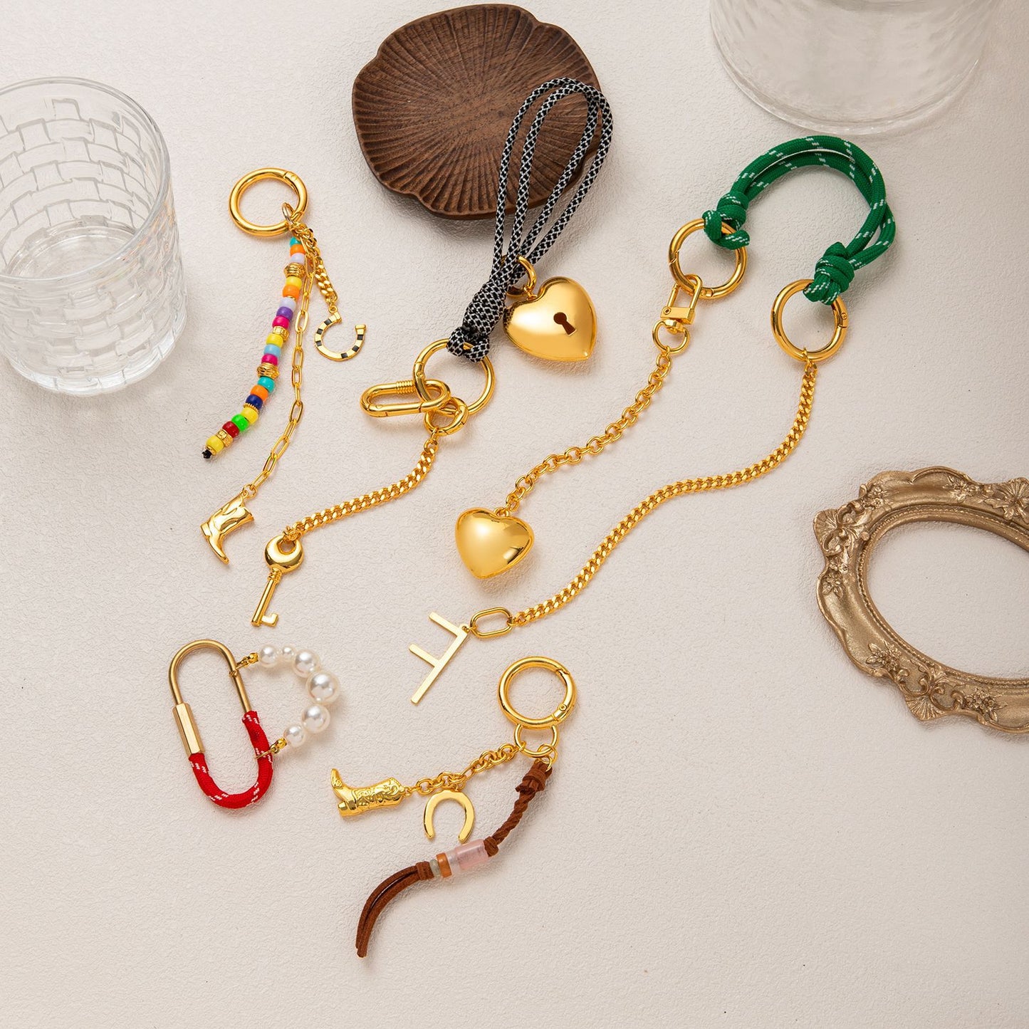 Minimalist Gradient Plated Brass DIY Charm Bar Keychain