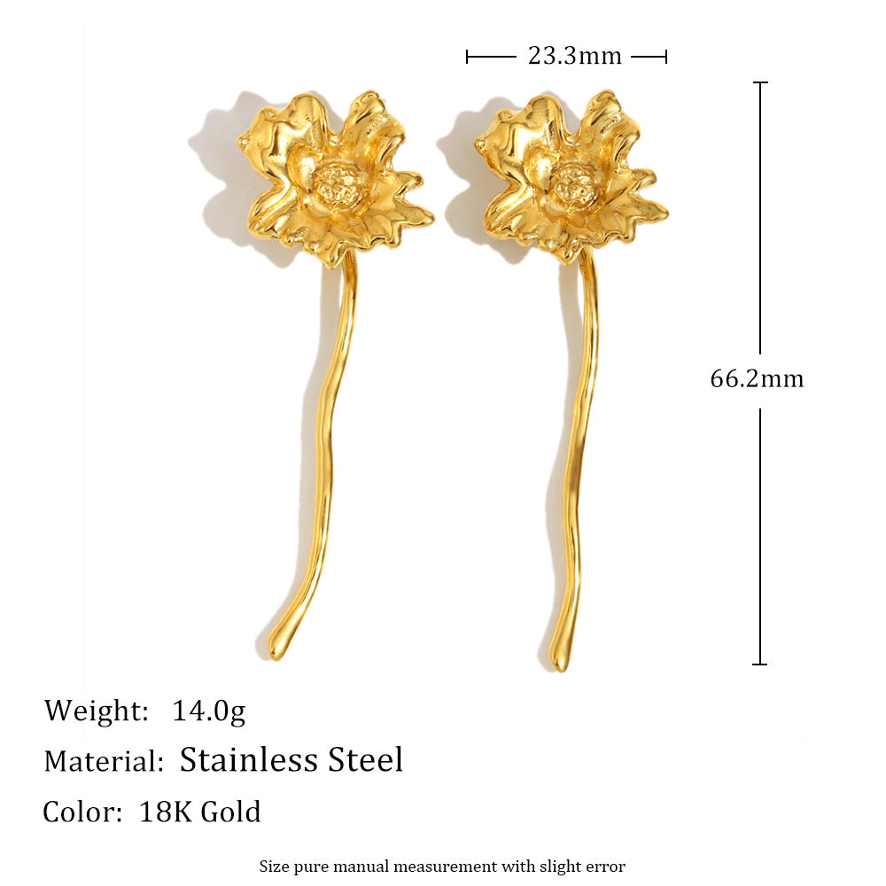 Orecchini a perno floreali d'ispirazione vintage in acciaio inossidabile 316L con placcatura in oro 18 carati da donna