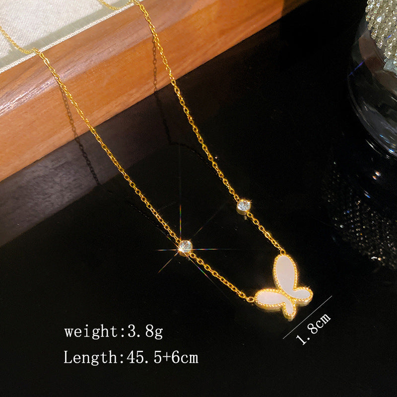 Elegant Gold Plated Titanium Steel Butterfly Necklace with Geometric Design