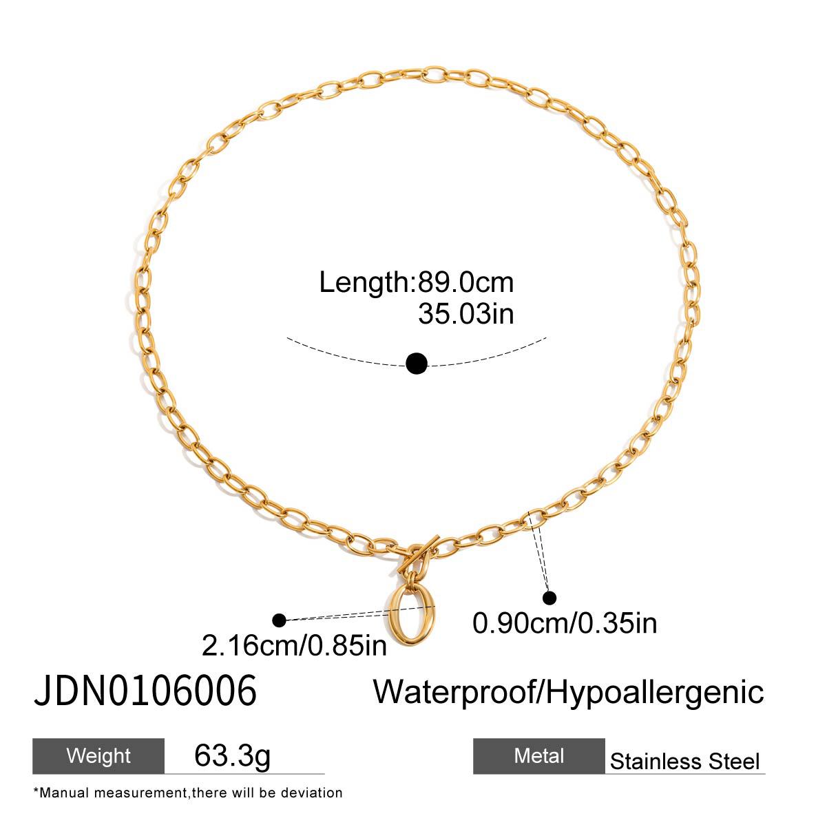 Collar de Mujer Multicapa de Acero Inoxidable con Baño de Oro de 18K y Cierre OT Geométrico de Lujo