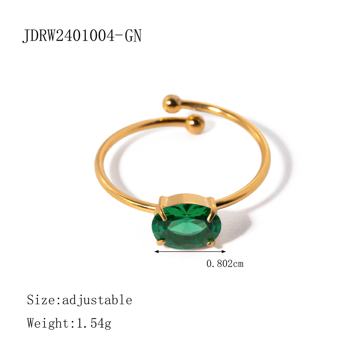 Ins Style Cute 18K Gold Plated Stainless Steel Ring with Pink Zircon Geometric Adjustable Design for Women