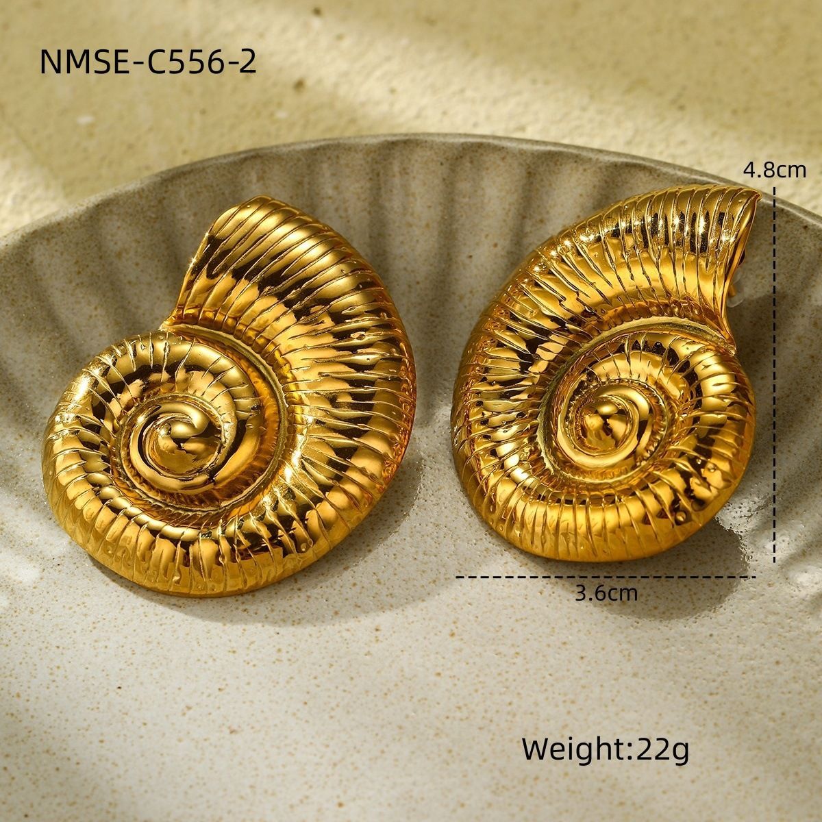 Orecchini in Acciaio Inossidabile da Donna con Placcatura, a Forma di Concha, Stile Naturale, Intrecciati Geometrici