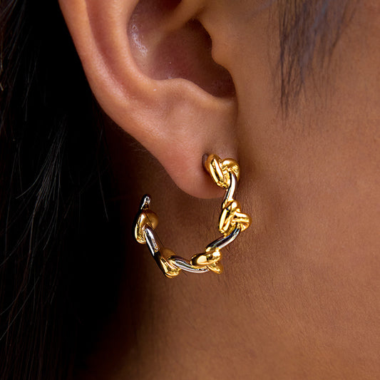 Minimalist Geometric Knot Design Titanium Steel Earrings with Plated Finish for Women