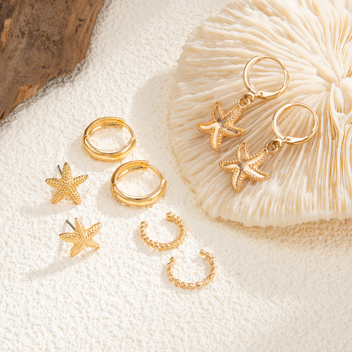 Pendientes geométricos con forma de estrella y borla, estilo retro vacaciones, con colgante turquesa, para mujer
