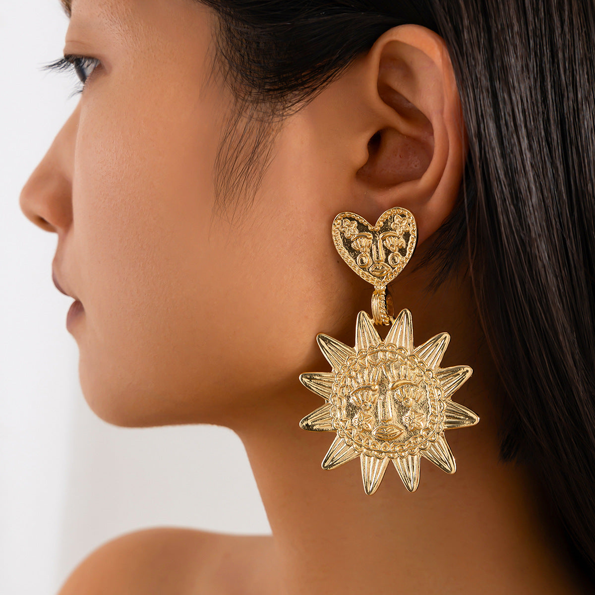 Exaggerated Geometric Round Zinc Alloy Plated Earrings Set for Women