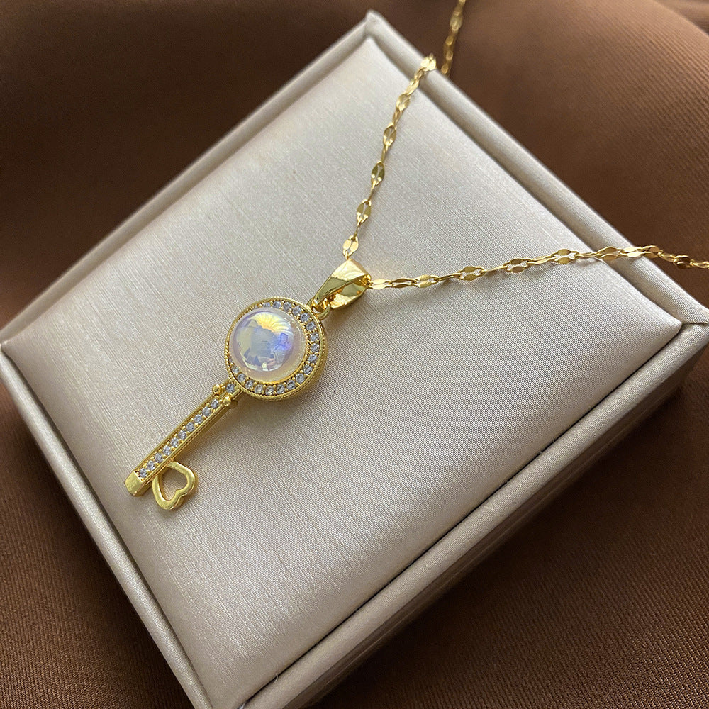 Collana Pendente Floreale Minimalista da Donna e Uomo in Acciaio al Titanio con Finitura Placcata e Catenina a Croce