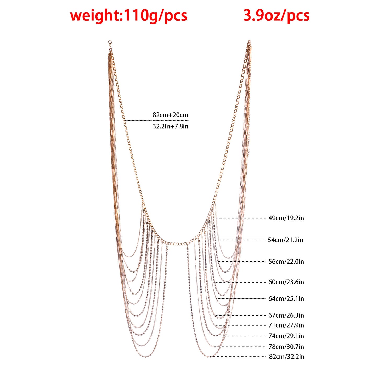 Punk Style Body Chain for Women with Rhinestone Inlay and Hollow-Out Design Adjustable Waist Chain