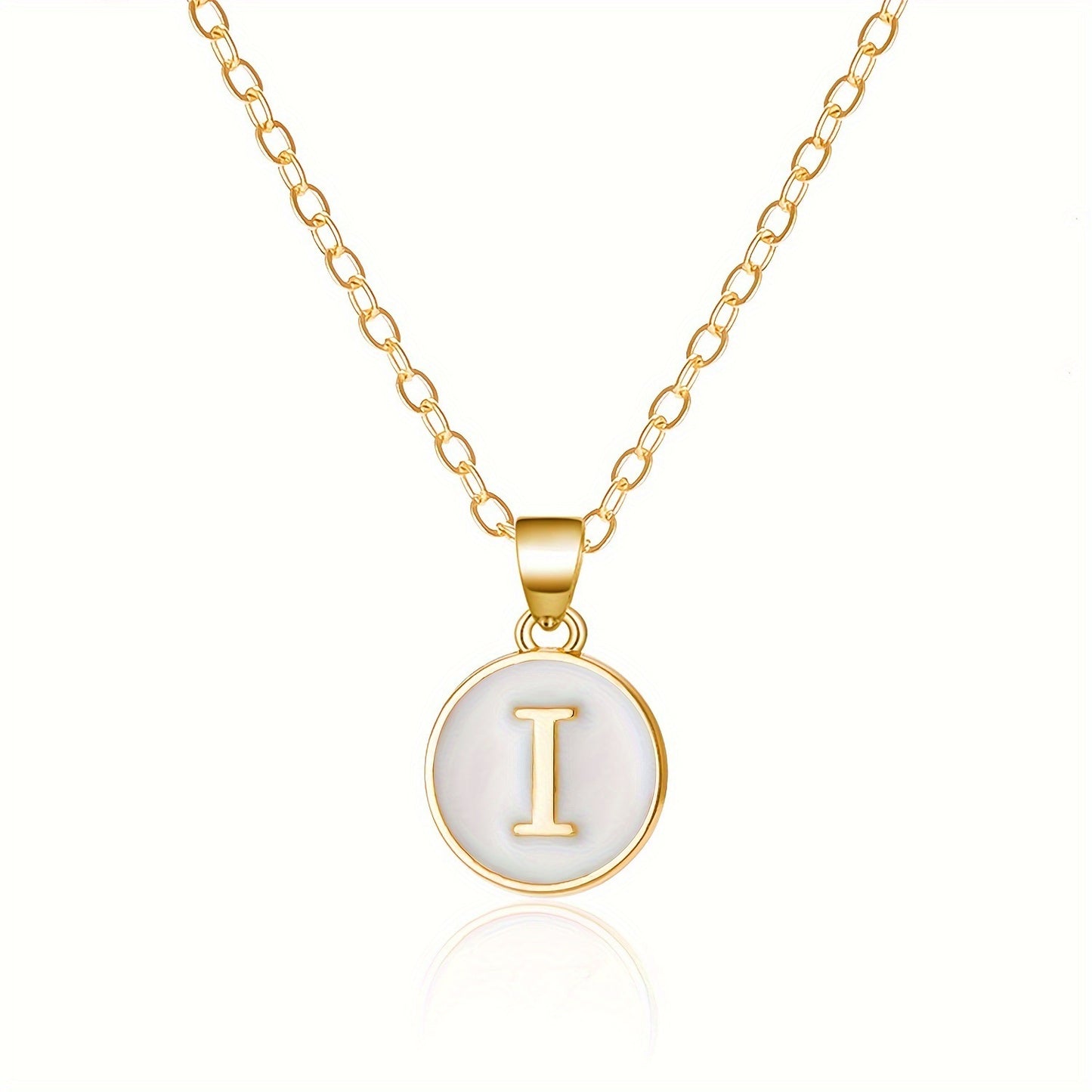 Collana con Pendente a Goccia d'Olio Alfabeto Lettera Rotonda Minimalista in Lega Placcata, Bicolore Bianco e Nero