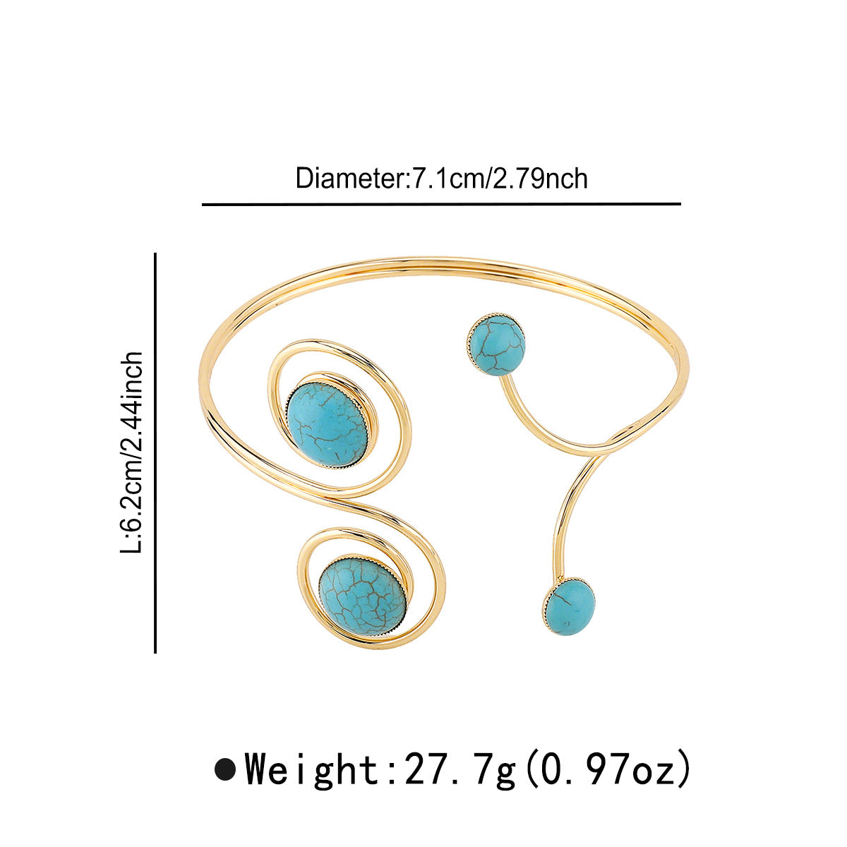 Bracciale vintage in lega geometrica con intarsio in turchese e motivo a traforo