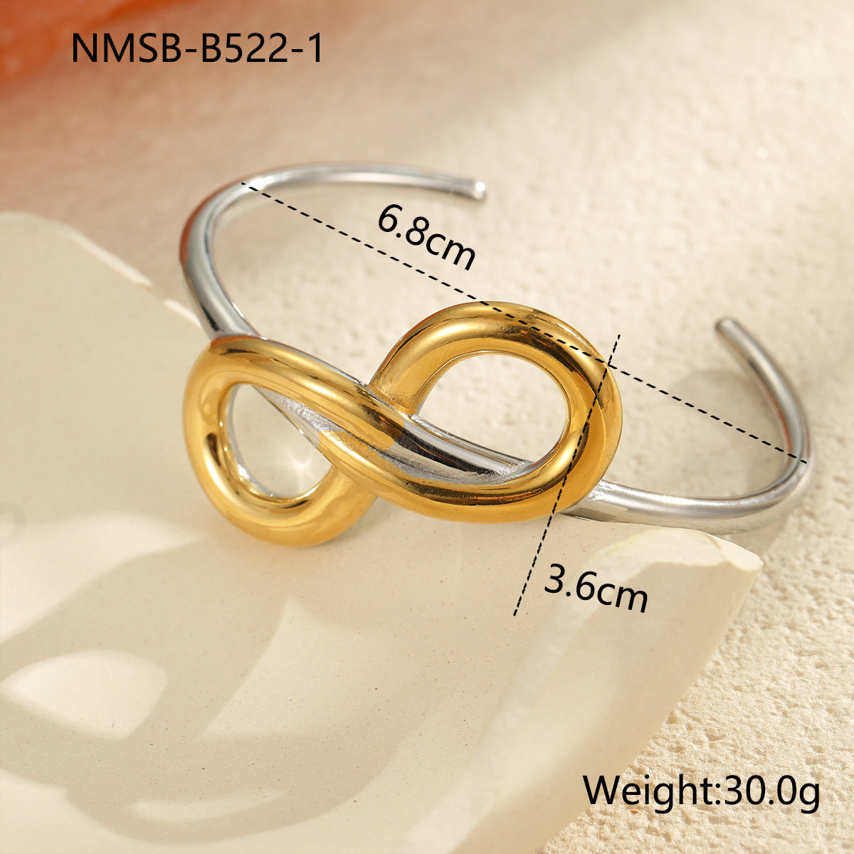 Geometric Line Pattern Titanium Steel Bracelet with Gold and Silver Tone Plating for Women