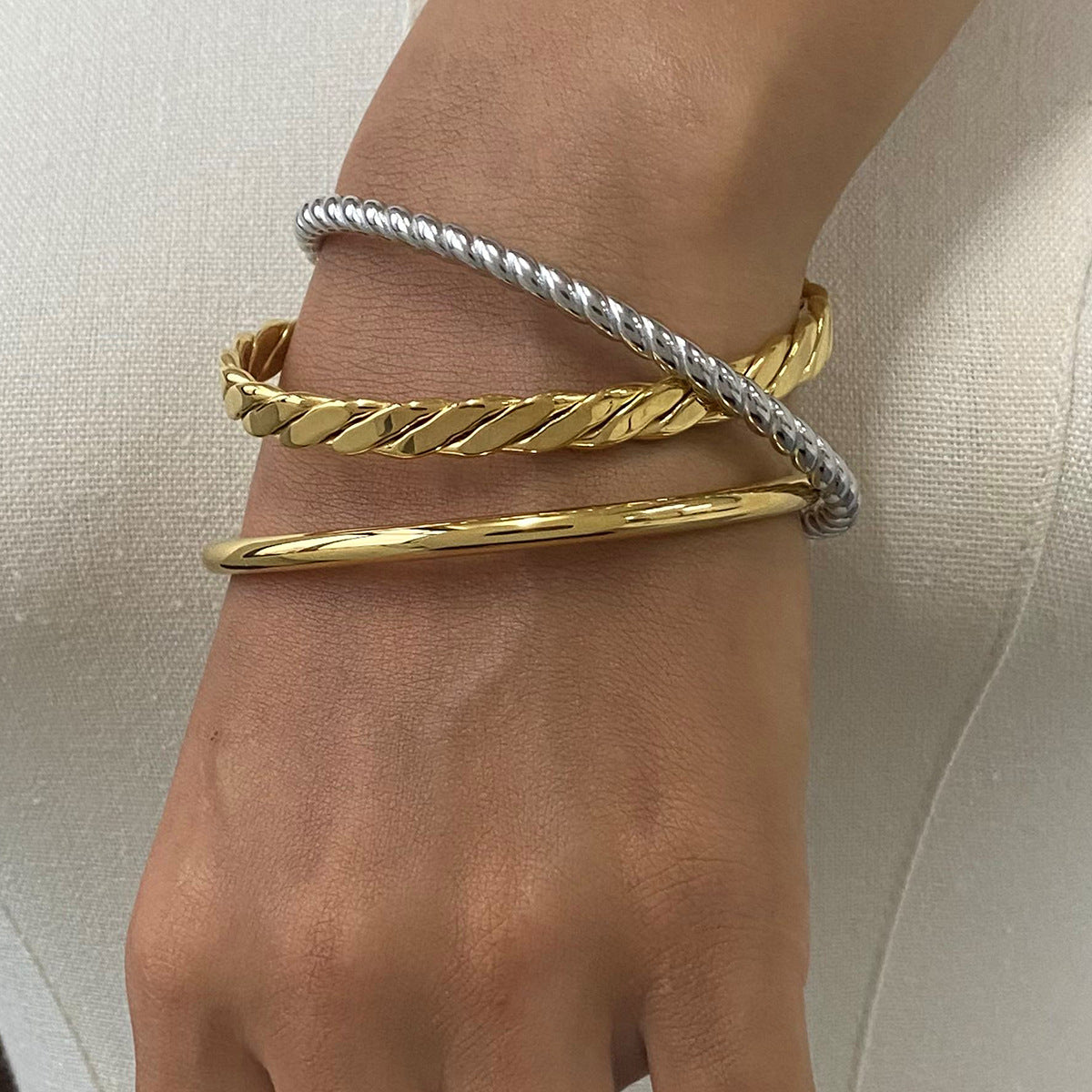 18K Gold Plated Geometric Titanium Steel Stainless Steel Bracelet