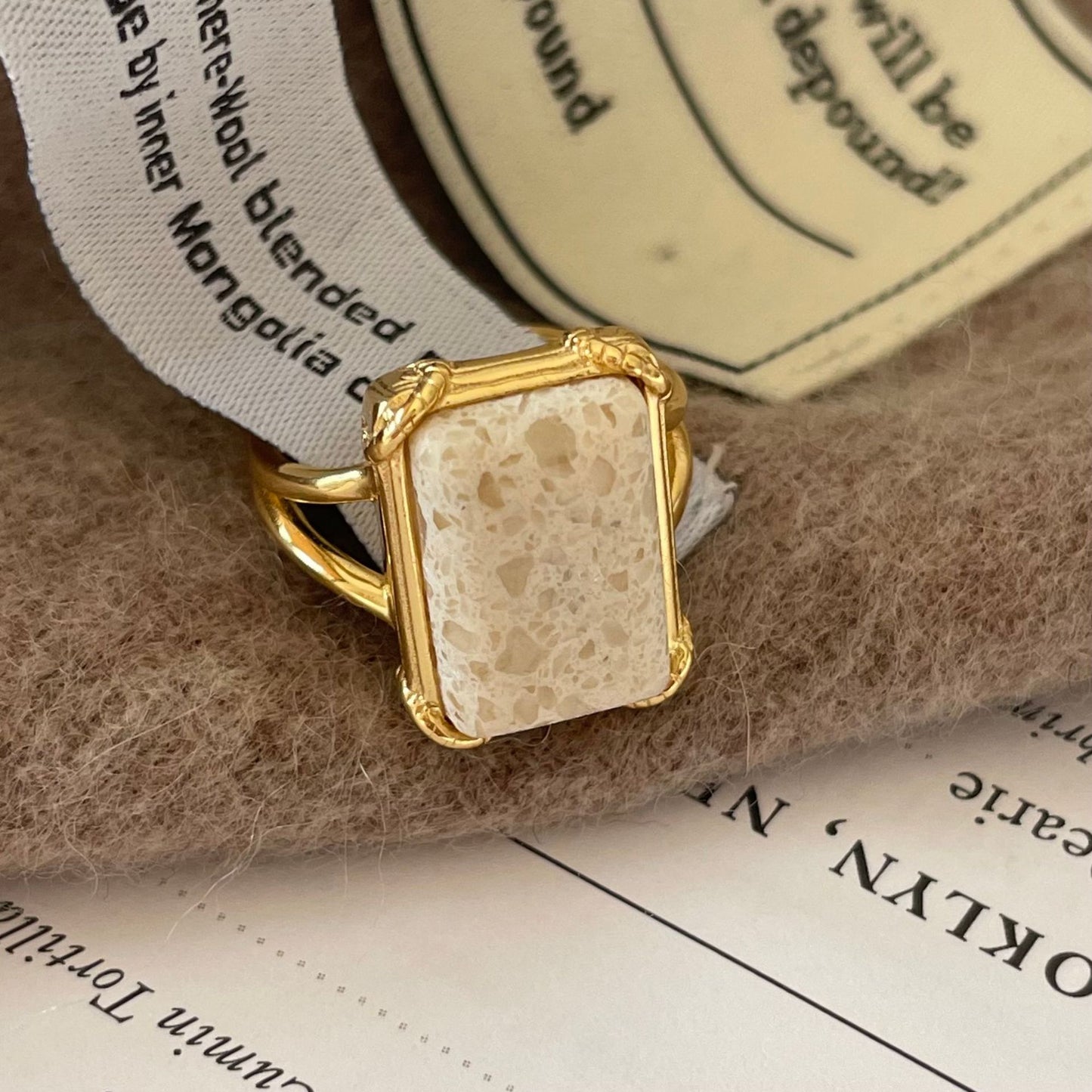 Anello a Cuore Vintage Minimalista in Argento Sterling 925 con Texture in Marmo da Donna