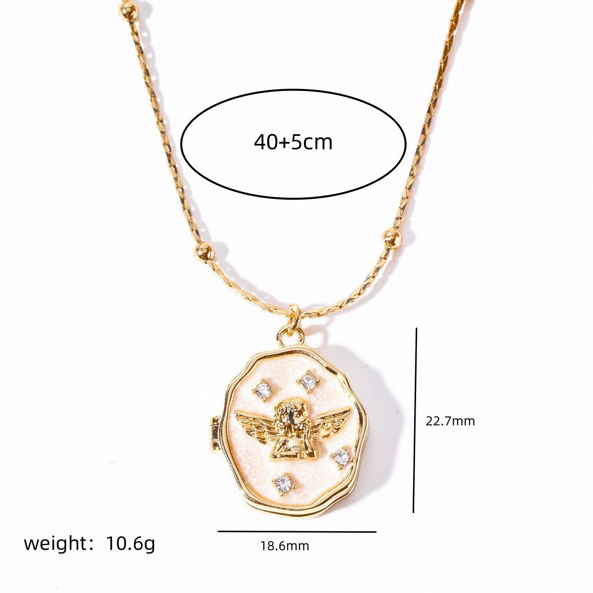 Collana di lusso con ciondolo apribile a forma di angelo per foto da donna, in acciaio al titanio, catena a O geometrica con ciondolo in acciaio inossidabile