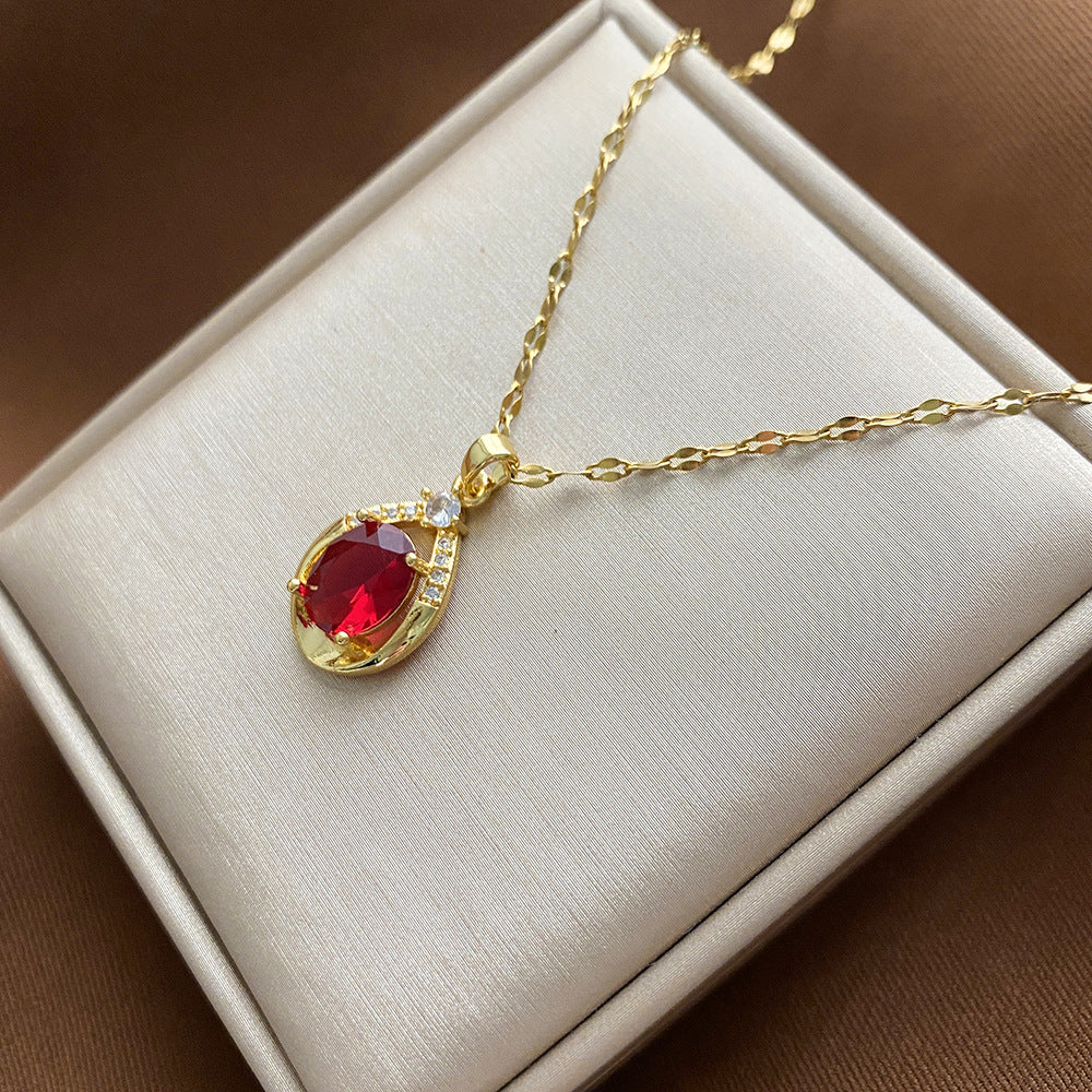 Collana Pendente Floreale Minimalista da Donna e Uomo in Acciaio al Titanio con Finitura Placcata e Catenina a Croce