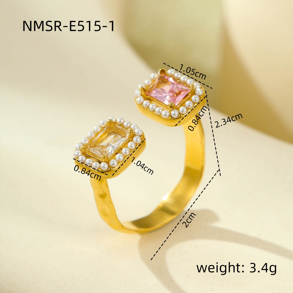 Anello Minimalista Geometrico in Acciaio Inossidabile con Cuore di Strass per Donna