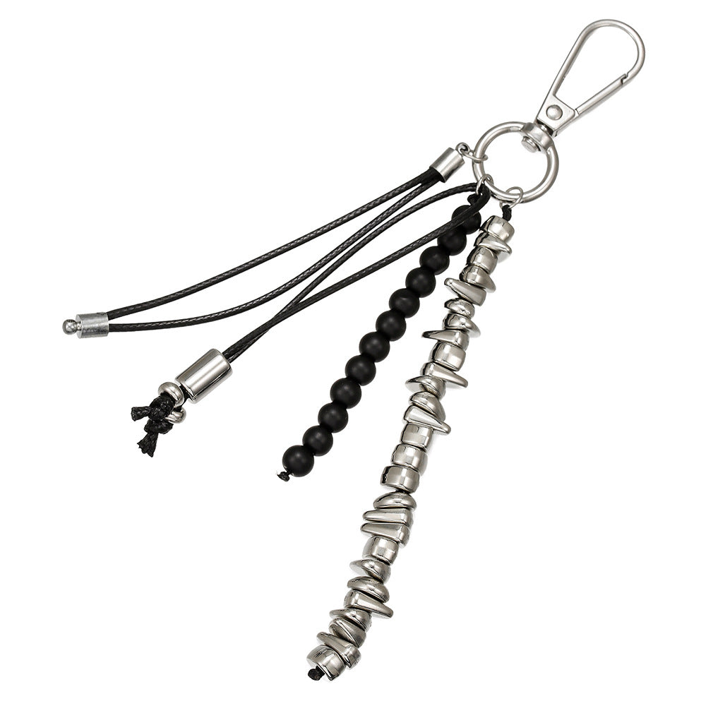 Streetwear Geometric Hematite Beaded Key Chain Zinc Alloy Men's Bag Charm