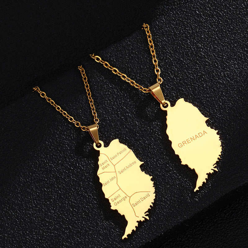 Collana con ciondolo in acciaio al titanio smaltato geometrico etnico per donna e uomo con catena a maglie in acciaio inossidabile
