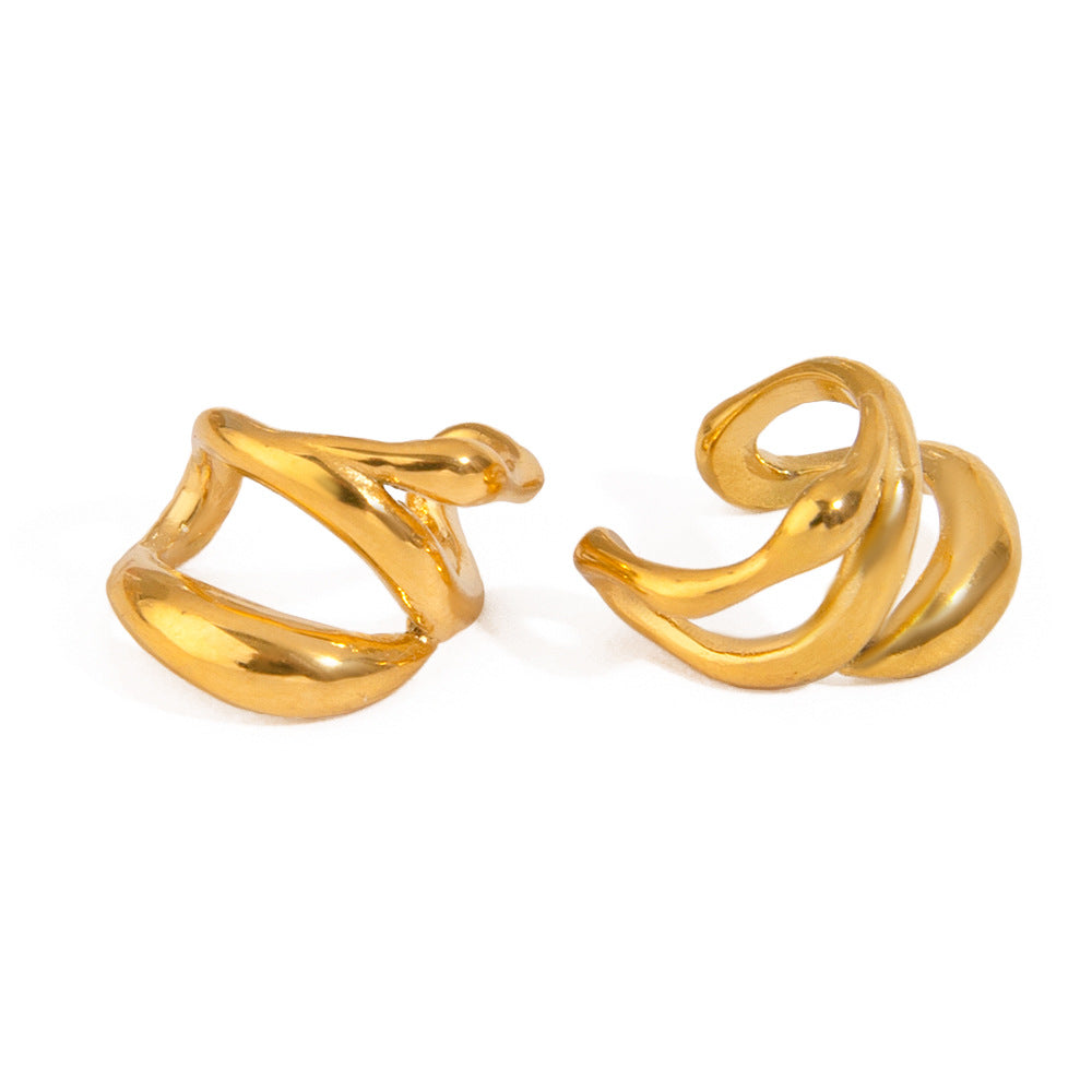 Aretes de clip geométricos de acero inoxidable con acabado chapado para mujer, joyas minimalistas de moda para la oficina