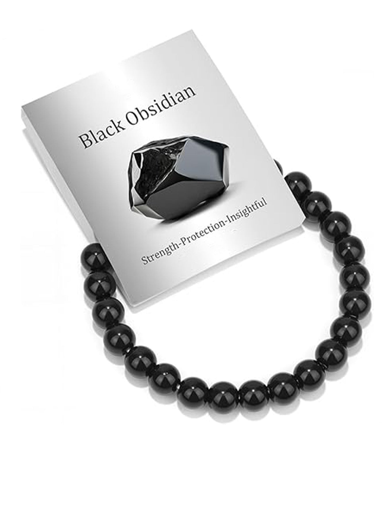 8mm Natural Crystal Beaded Stretch Bracelet Geometric Round Unisex Handmade Jewelry Set