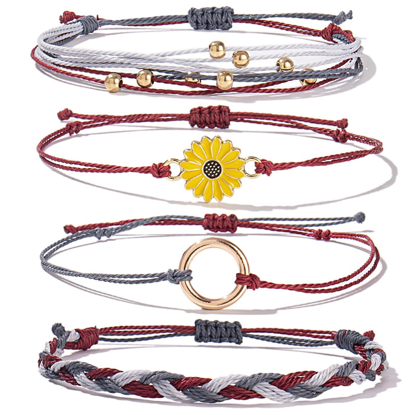 Bohemian Floral Sunflower Handmade Woven Bracelet for Women