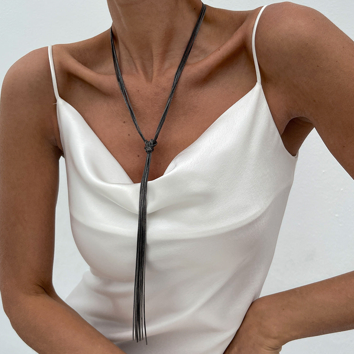 Minimalist Geometric Plated Iron Tassel Necklace for Women