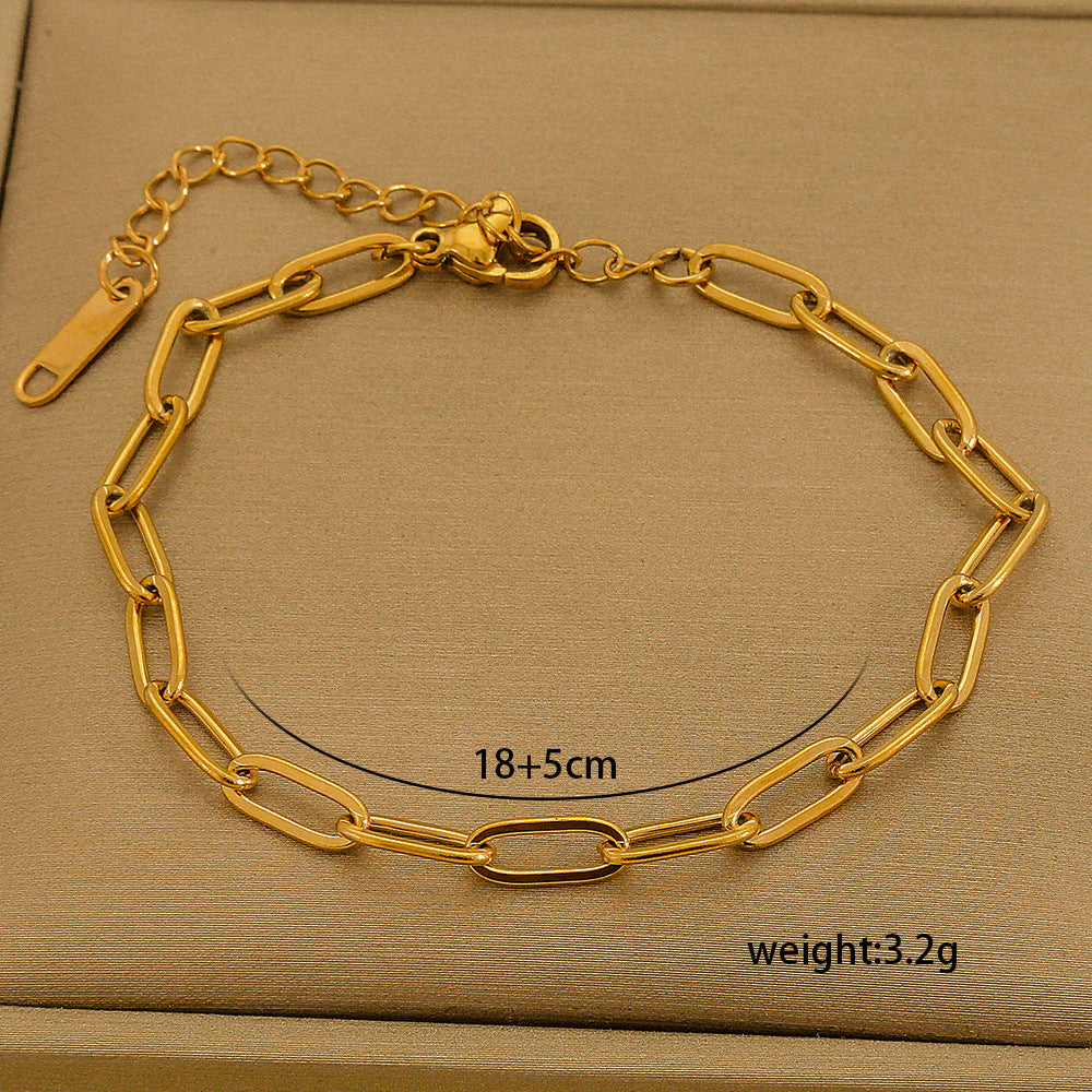 Set di bracciali multistrato minimalisti in acciaio inossidabile con placcatura sottovuoto, da indossare tutti i giorni