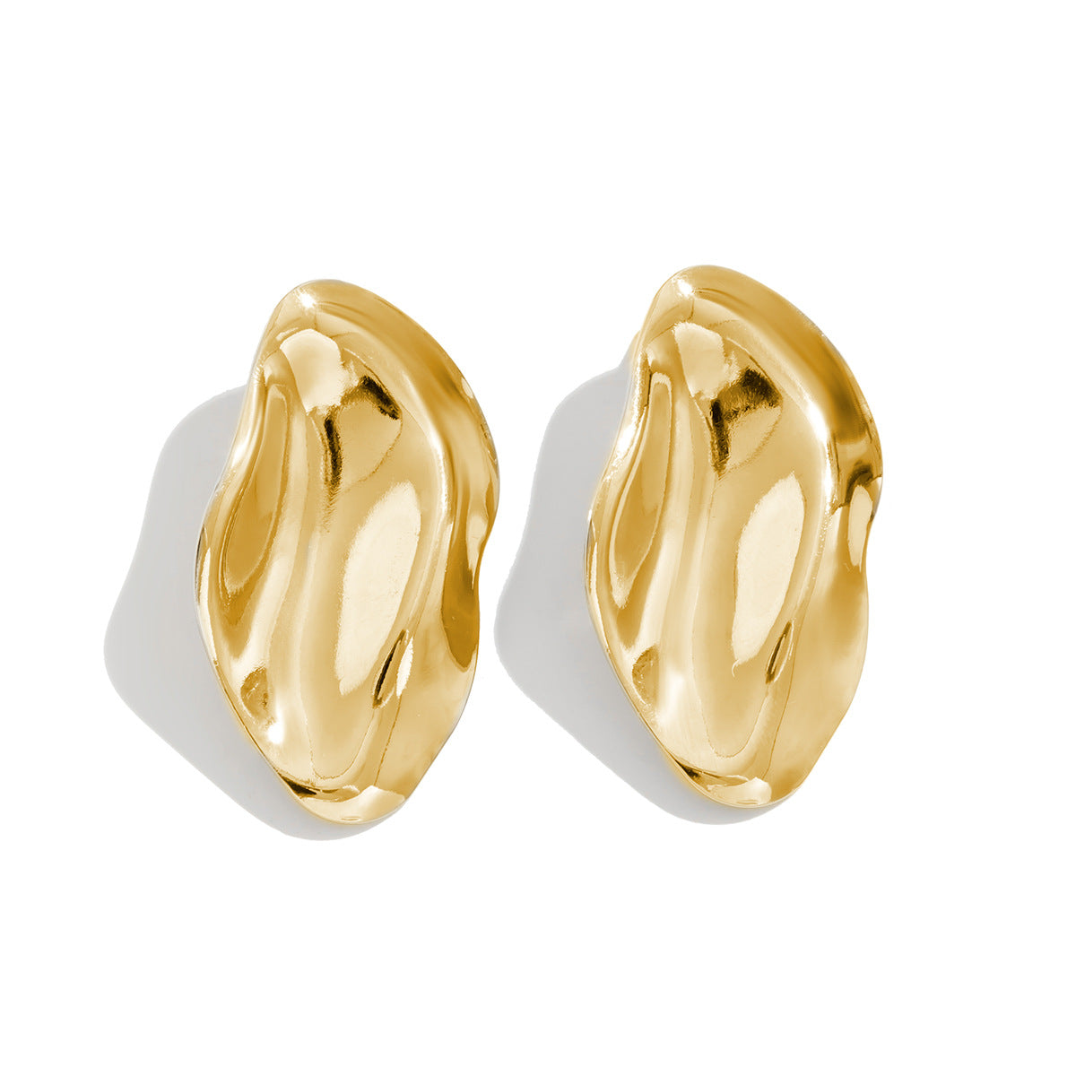 Exaggerated Irregular Oval Geometric Plated Stainless Steel Earrings for Women