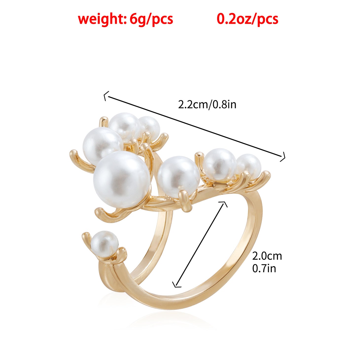 Minimalist Geometric Adjustable Joint Ring for Women in Plated Metal with Pearl-Like Finish
