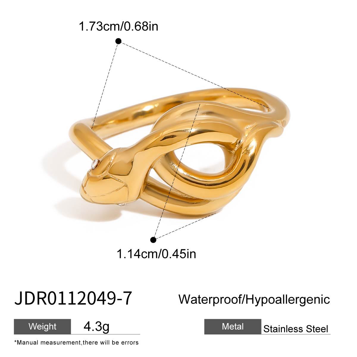 Anillo de mujer de acero de titanio con forma de serpiente geométrica, con acabado chapado, accesorio de moda minimalista de lujo