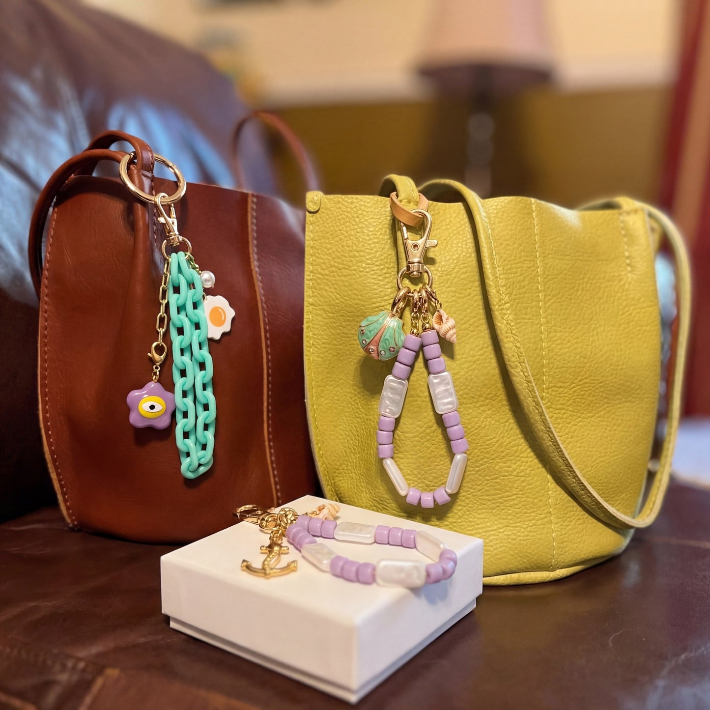 Sweet Floral Alloy DIY Charm Bar Bag Pendant Keychain Accessory
