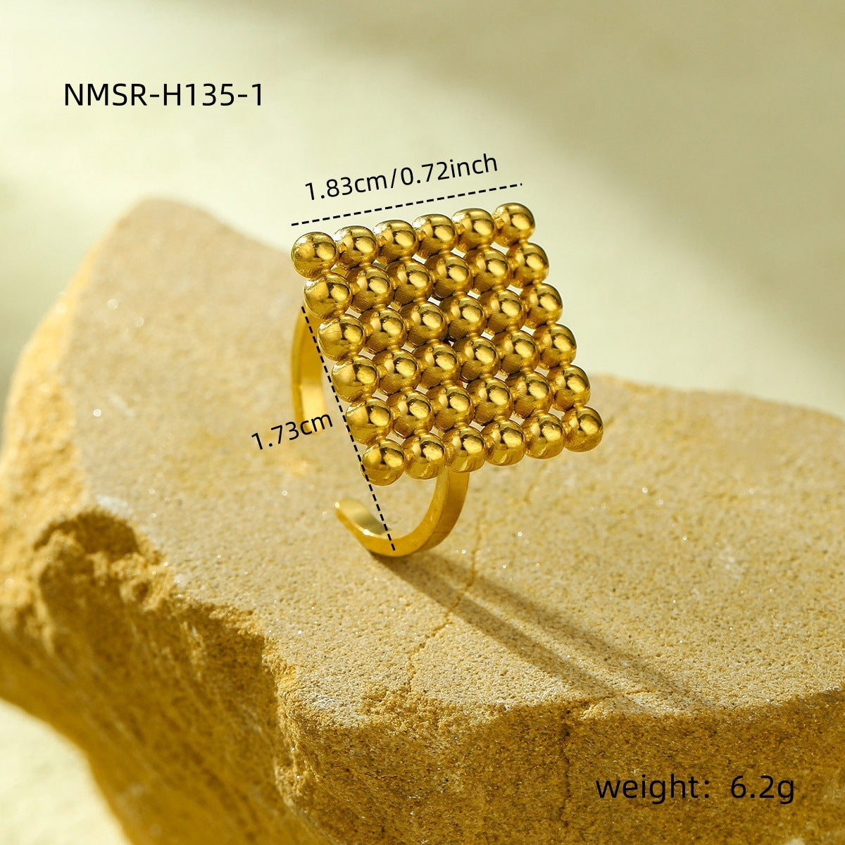 Anillo de acero de titanio geométrico minimalista con chapado en oro de 18 quilates, ligero y lujoso, de banda abierta ajustable para mujer