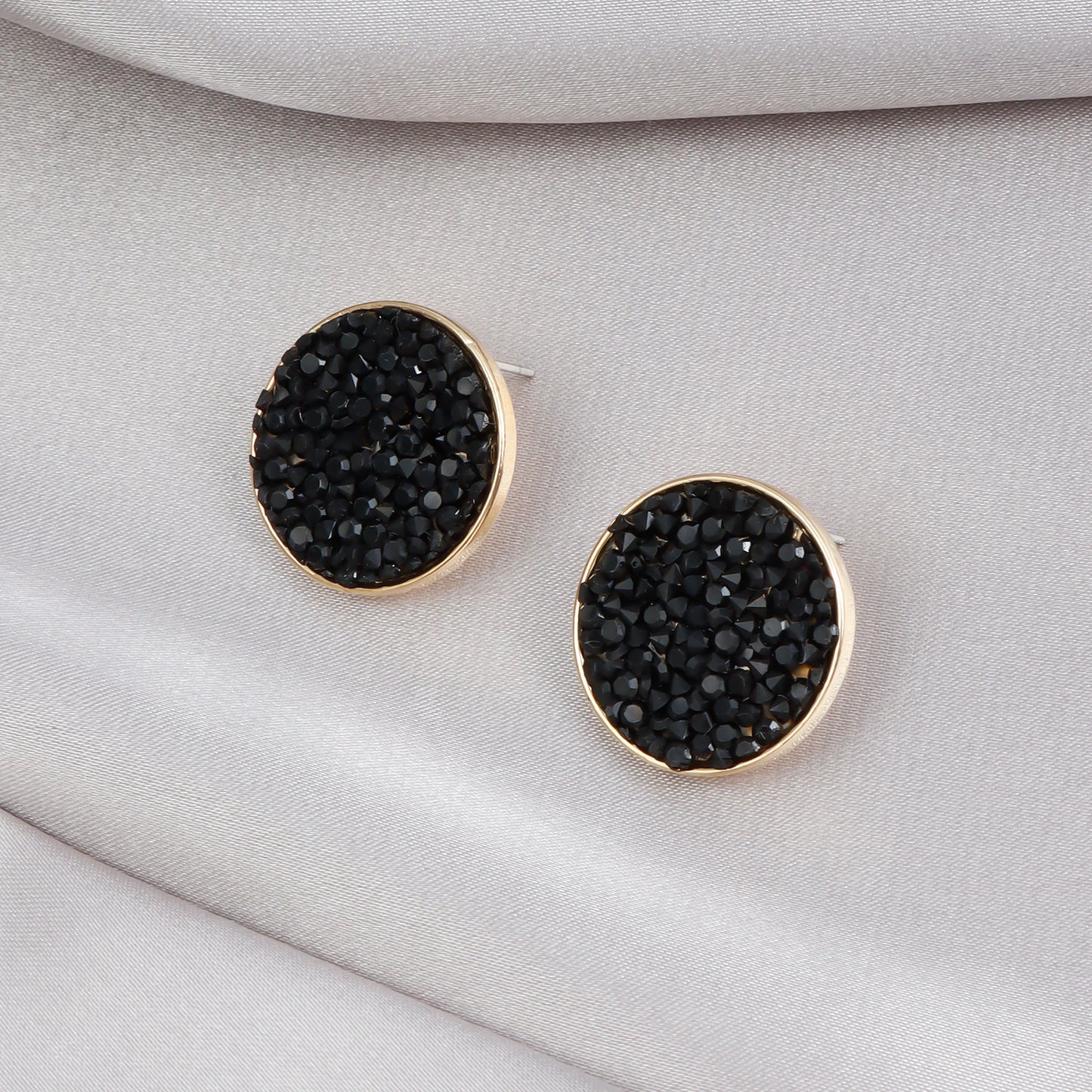 Vintage Geometric Round Stud Earrings in Alloy with Electroplated Finish for Women