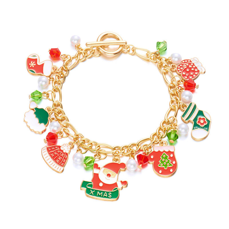 Fashion Christmas Tree Sleigh Reindeer Pendant Bracelet in Alloy with Handcrafted Detail for Women