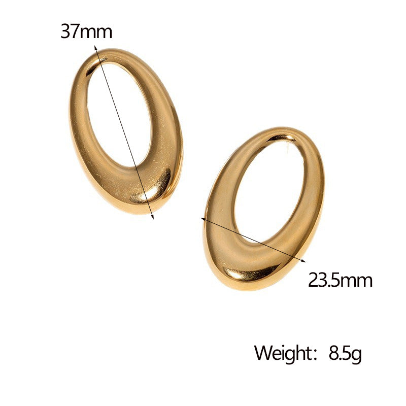 Minimalist Stainless Steel Hoop Stud Earrings with Polished Finish for Women