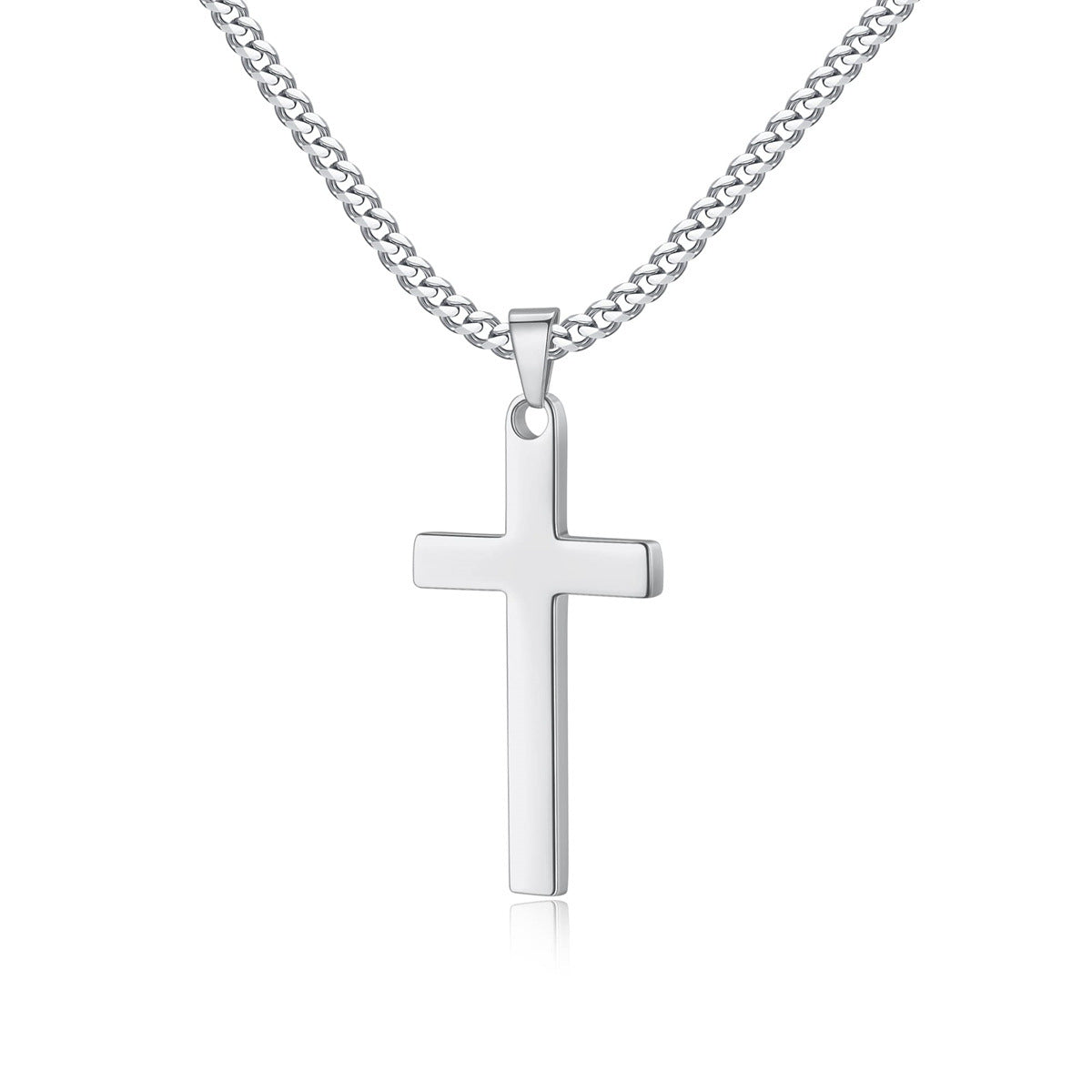 Minimalist Geometric Cross Pendant Necklace in Stainless Steel with Titanium Steel Charm and Plated Finish for Unisex Everyday Wear