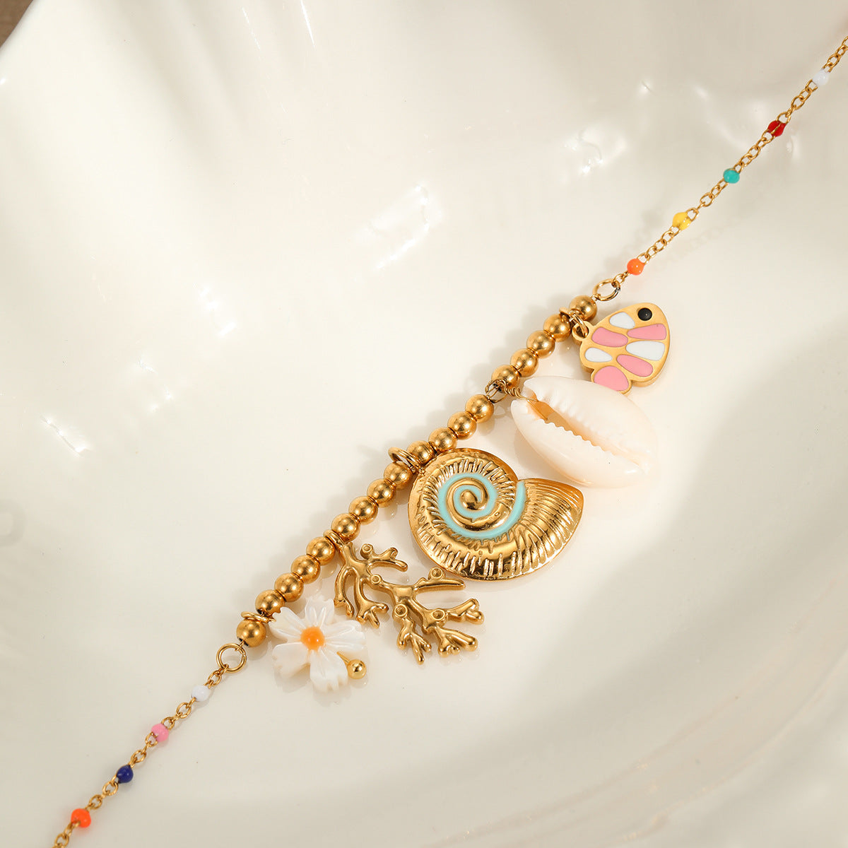 Fashion Minimalist Geometric Stainless Steel Plated Necklace for Women with Colorful Enamel Accents