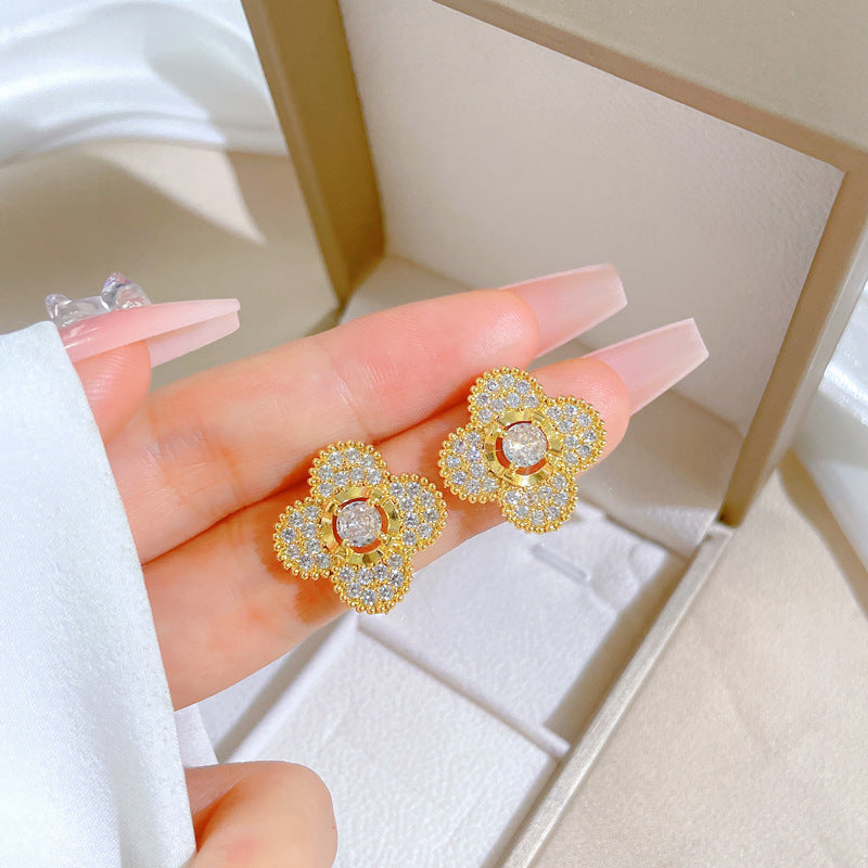 Geometric Stud Earrings for Women with Plated Copper Design, Elegant Long Tassel Drop Earrings, Sweet Style Jewelry